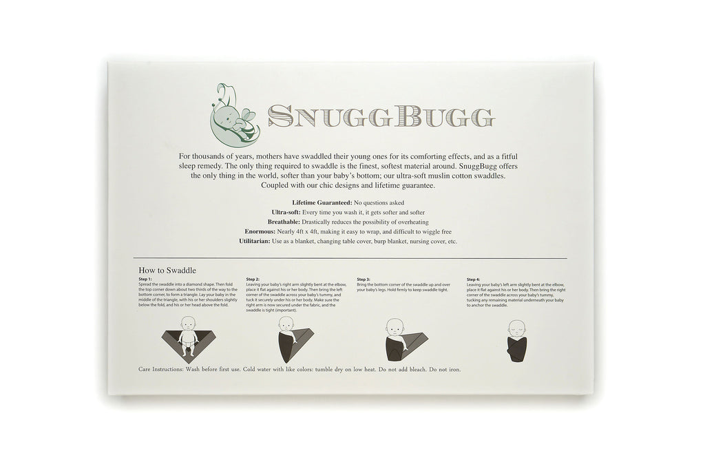 SnuggBugg Premium Muslin Baby Swaddles [4-Pack]